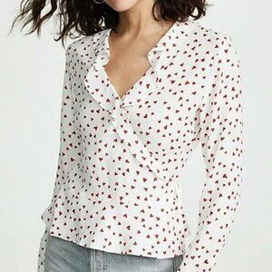 Rails Simone Smitten Heart Print Wrap Top Womens Size XS Rayon Love Anniversary